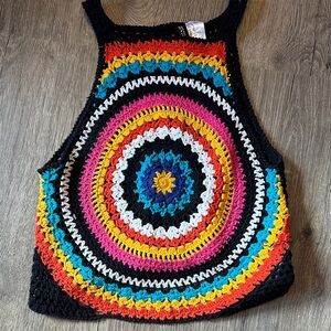 Divided Colorful Crochet Tank Top